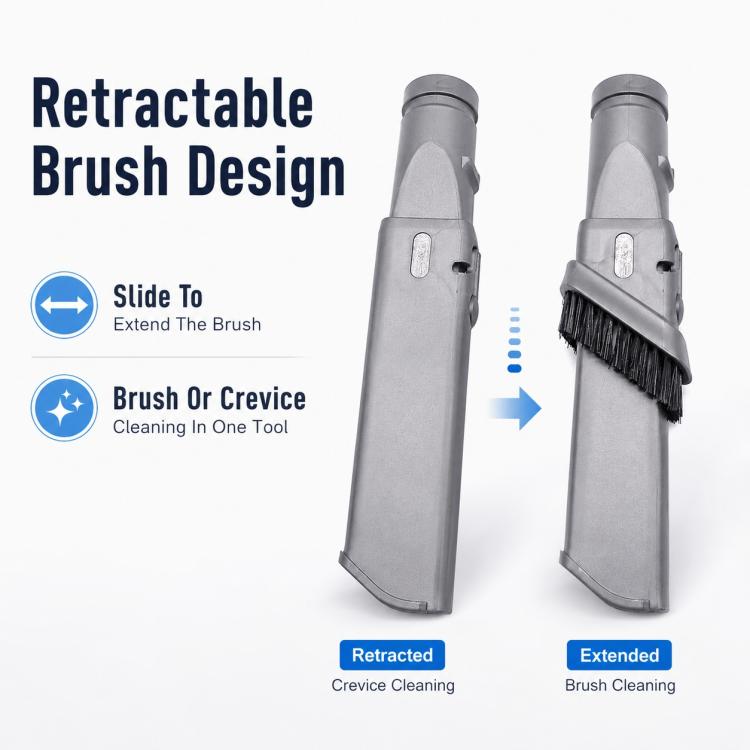 Zubehör für Dyson V6 / DC35 / DC47 / DC52 / DC63 Staubsauger, Retractable Stiff Bristle Narrow Brush Head