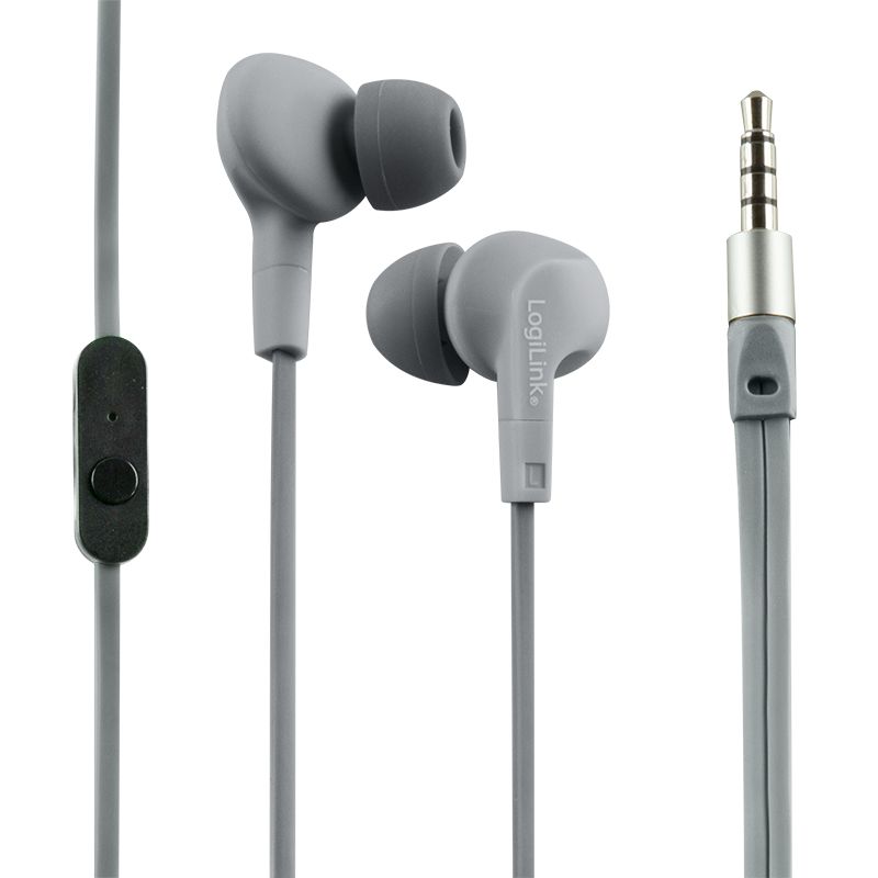 LogiLink 3,5mm Kopfhörer Headset wassergeschütztes (IPX6) Stereo In-Ear Grün/Grau Klinke