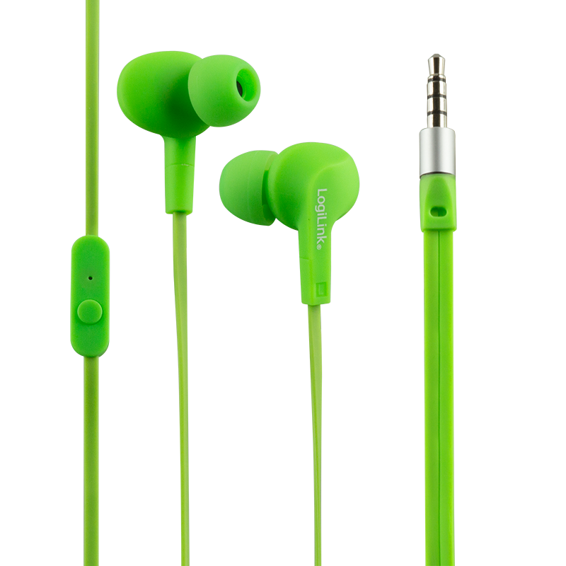 LogiLink 3,5mm Kopfhörer Headset wassergeschütztes (IPX6) Stereo In-Ear Grün/Grau Klinke