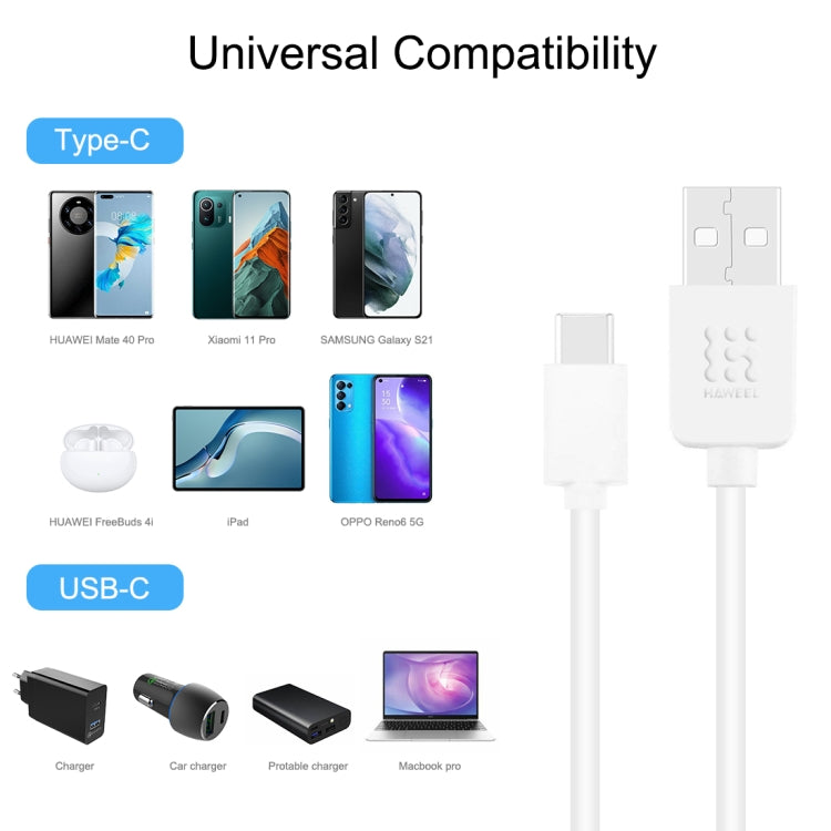 HAWEEL 2m USB-C / Type-C auf USB 2.0 Daten & Lade Funktion Weiss & Schwarz