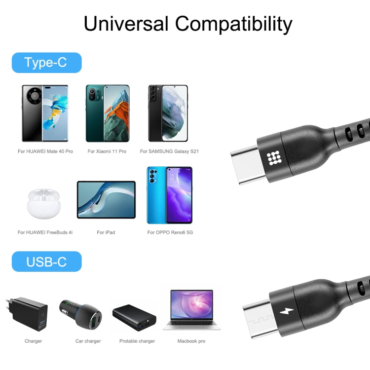 1,5 m 5 A USB-C/Typ-C auf USB-C/Typ-C einziehbares Spiral-PD-Schnellladekabel