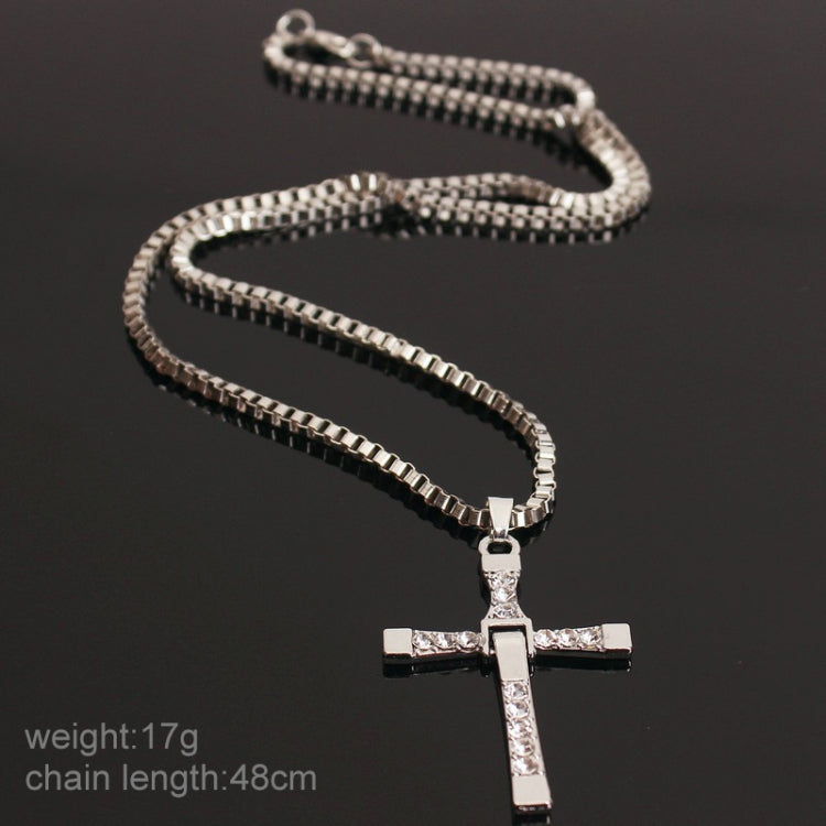 Fashion Strass Kreuz Anhänger Halskette Gold / Silber