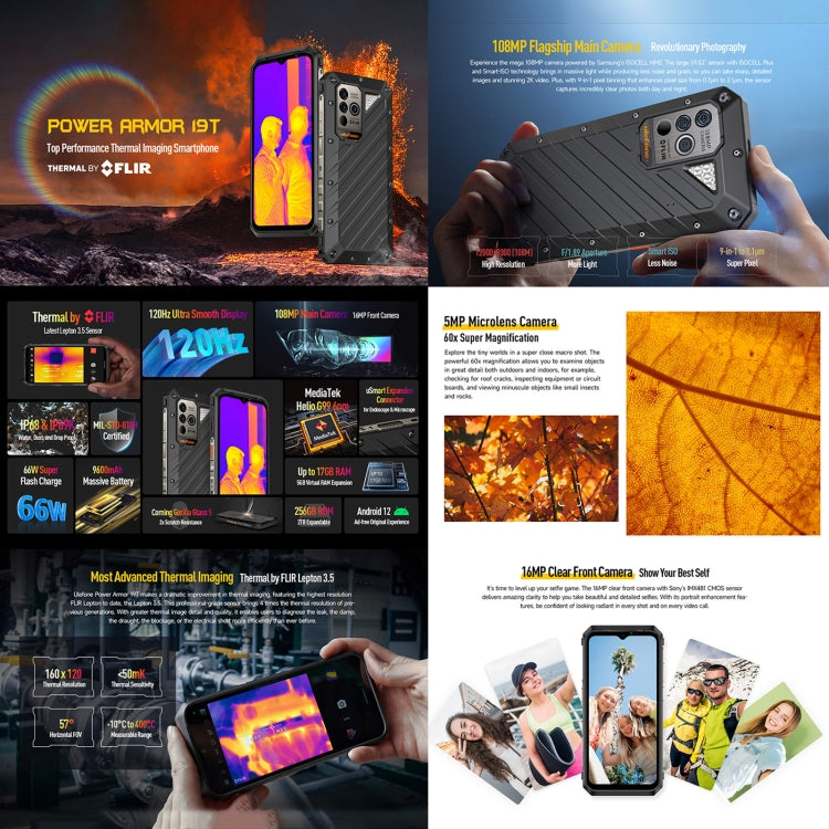 Ulefone Power Armor 19T Rugged Phone, Wärmebildkamera, 108 MP Kamera, 12 GB + 256 GB