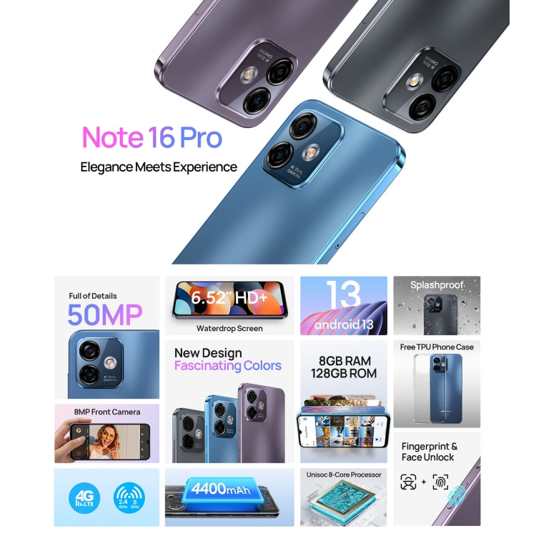 Ulefone Note 16 Pro, 8GB+128GB - Schwarz