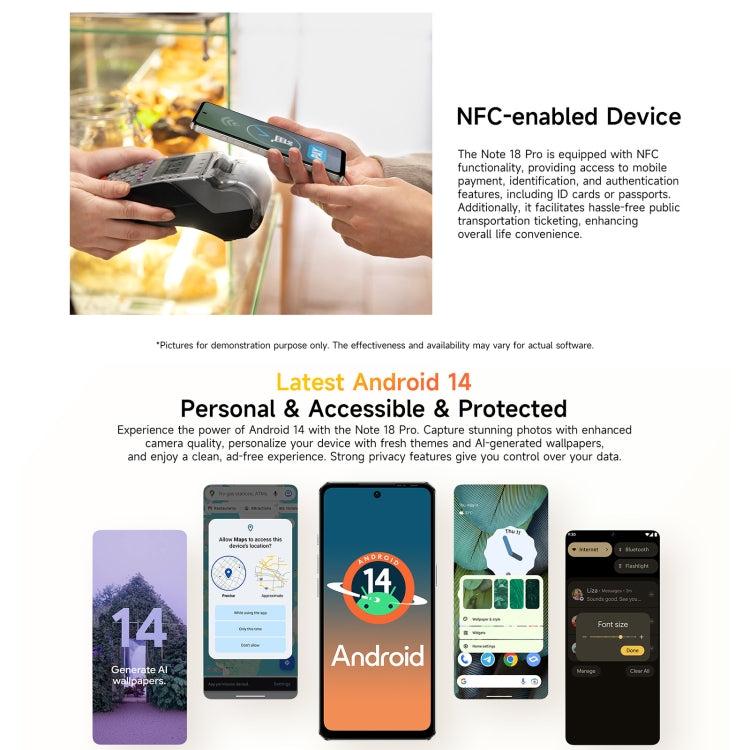 Ulefone Note 18 Pro, 6 GB + 256 GB, Face ID und seitlicher Fingerabdruck