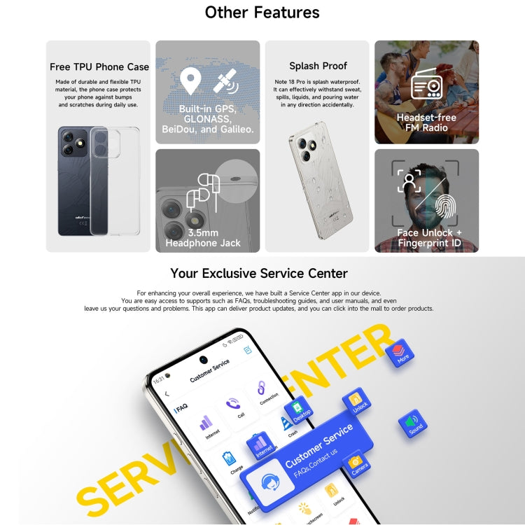 Ulefone Note 18 Pro, 6 GB + 256 GB, Face ID und seitlicher Fingerabdruck