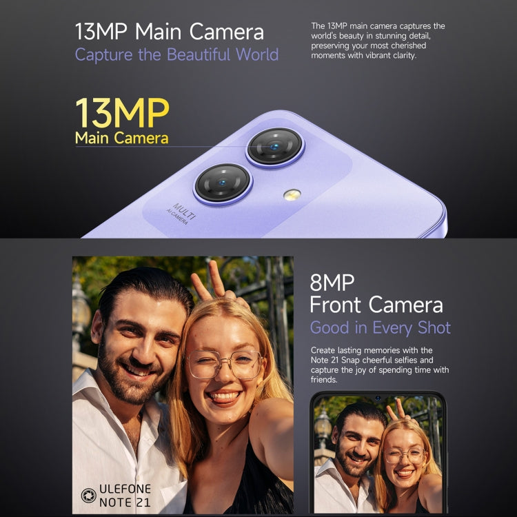 Ulefone Note 21, 4 GB + 128 GB, Face ID und Fingerabdruck, Akku 5000mAh