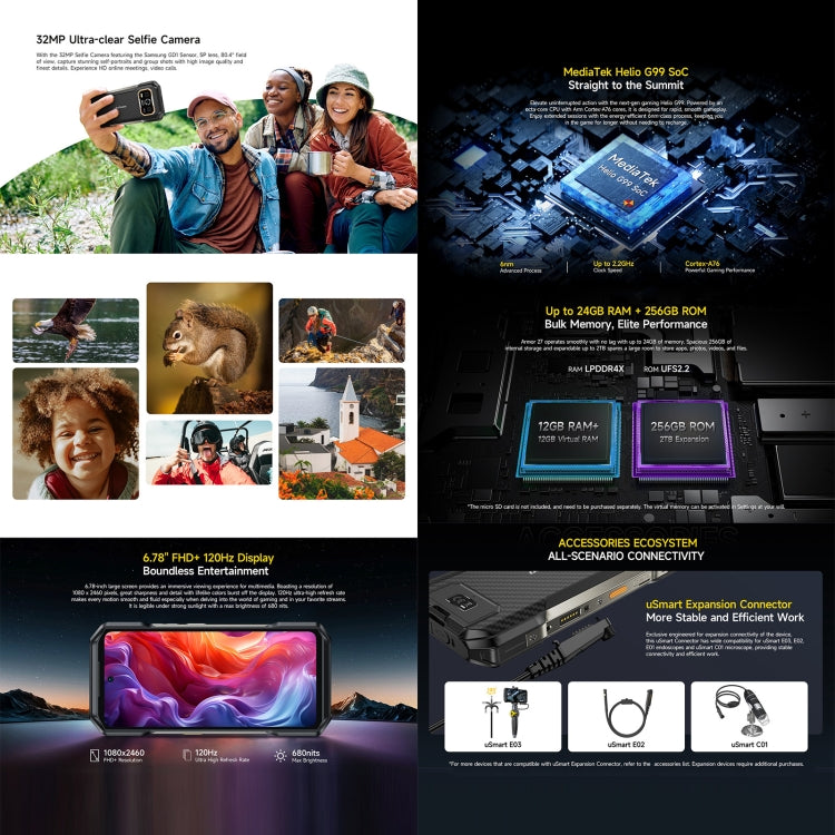 Ulefone Armor 27, 12 GB + 256 GB, Nachtsicht, 10600 mAh