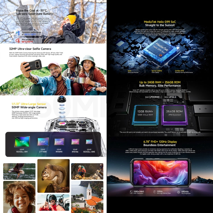 Ulefone Armor 27T 12 GB + 256 GB, Wärmebildkamera, Nachtsicht