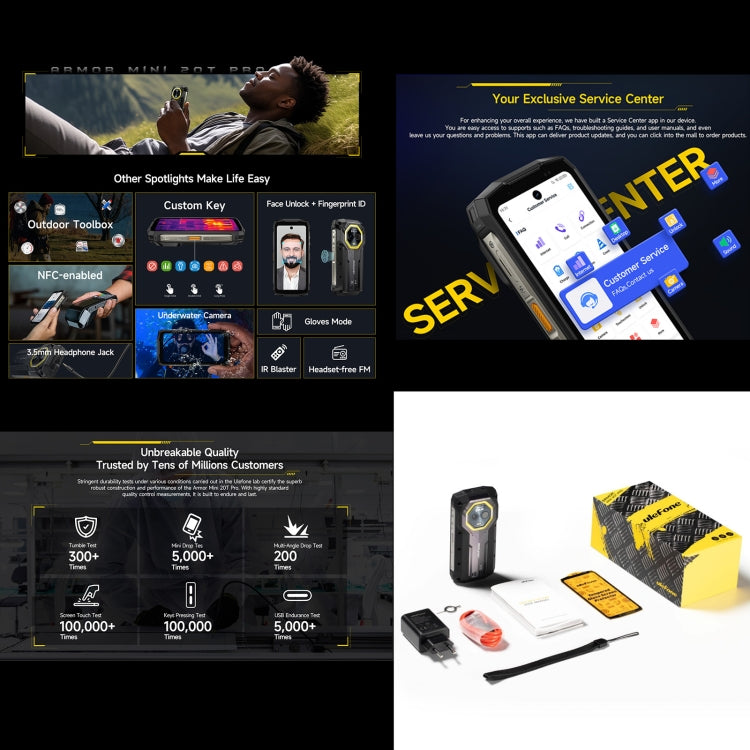 Ulefone Armor Mini 20T Pro, Wärmebildgebung, 8 GB + 256 GB, IP68/IP69K robustes Telefon, 4,7 Zoll Android 14 MediaTek Dimensity 6300 5G Octa Core, Netzwerk: 5G, NFC, OTG, Armor Mini 20T Pro