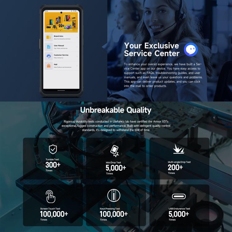 Ulefone Armor X31, 6 GB + 128 GB, Nachtsicht, IP68/IP69K Robustes Telefon, 6,56 Zoll Android 14 MediaTek Helio G91 Octa Core, Netzwerk: 4G, NFC, OTG