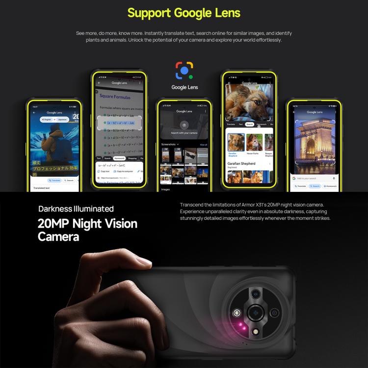 Ulefone Armor X31, 6 GB + 128 GB, Nachtsicht, IP68/IP69K Robustes Telefon, 6,56 Zoll Android 14 MediaTek Helio G91 Octa Core, Netzwerk: 4G, NFC, OTG