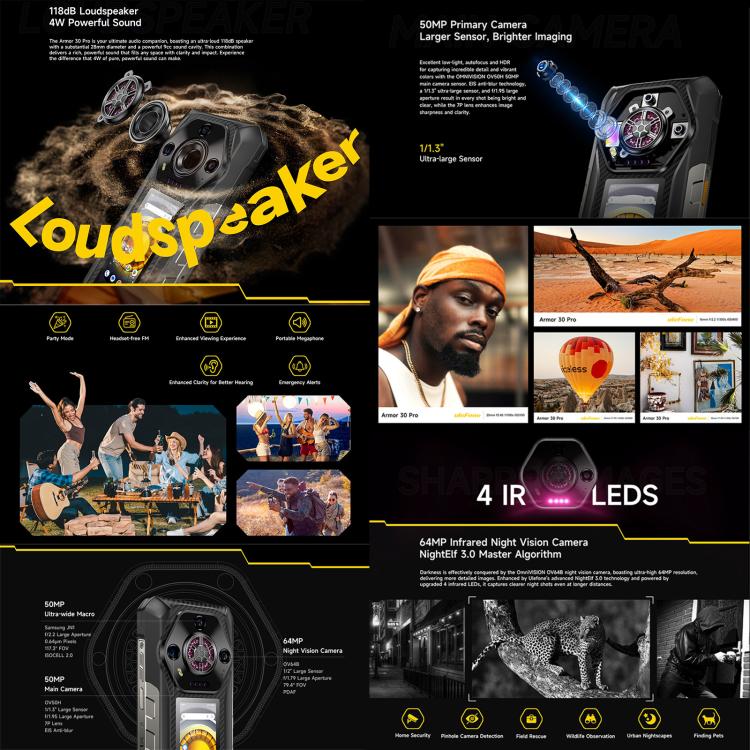 Ulefone Armor 30 Pro, 16 GB + 512 GB, Nachtsicht Dual Display