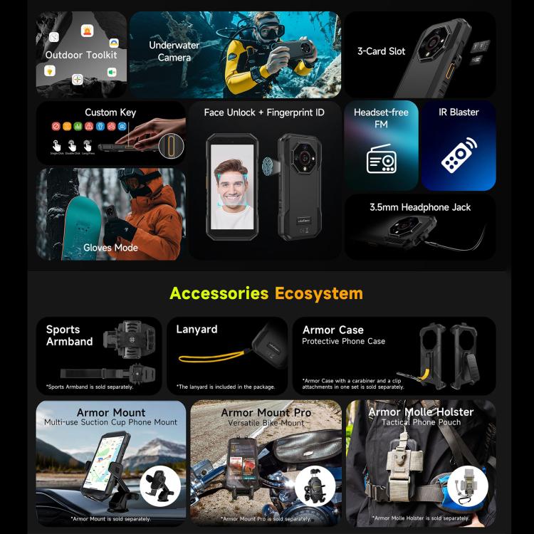 Ulefone Armor X32 Pro 5G, 8 GB + 256 GB, Nachtsicht, IP68/IP69K