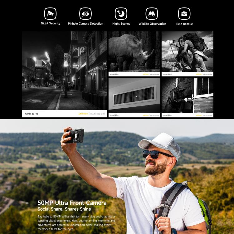 Ulefone Armor 28 Pro Rugged Phone, 16GB+512GB, Night Vision, 10600mAh, Android 15, 5G, NFC