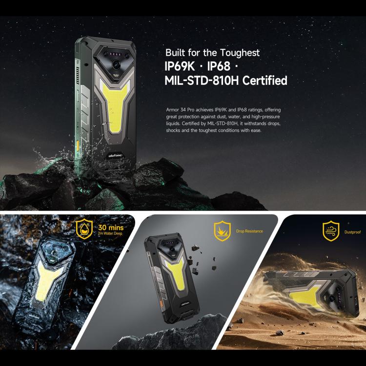 Ulefone Armor 34 Pro, 16GB+512GB, Night Vision, IP68/IP69K 6.95 inch Android 15