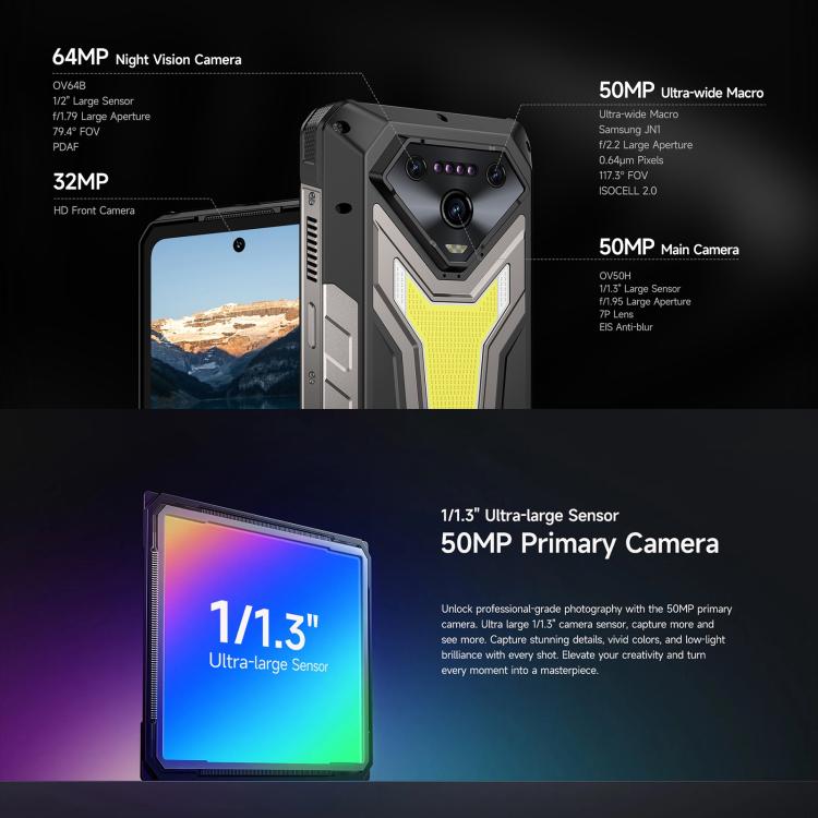 Ulefone Armor 34 Pro, 16GB+512GB, Night Vision, IP68/IP69K 6.95 inch Android 15