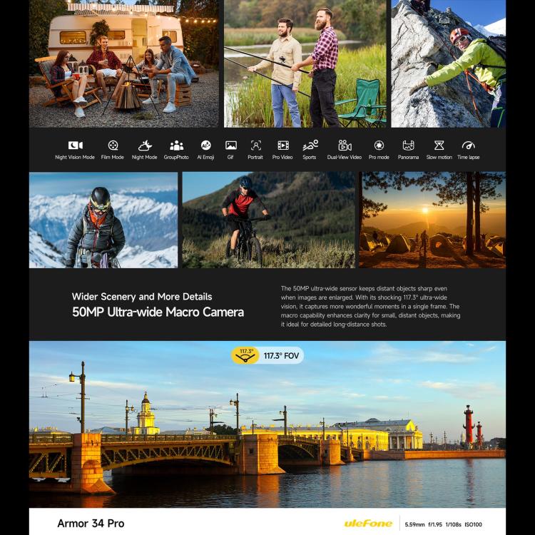 Ulefone Armor 34 Pro, 16GB+512GB, Night Vision, IP68/IP69K 6.95 inch Android 15