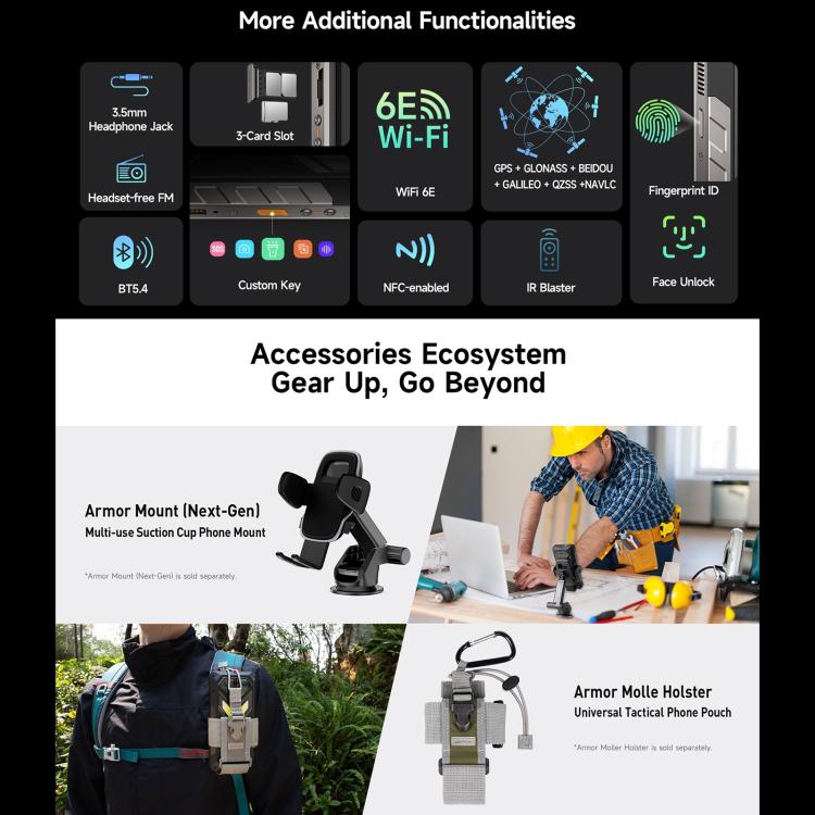 Ulefone Armor 34 Pro, 16GB+512GB, Night Vision, IP68/IP69K 6.95 inch Android 15