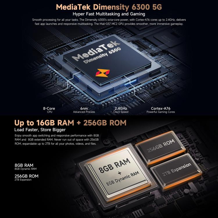 Ulefone Armor X16 Pro, 5GB+256GB, Night Vision, IP68/IP69K Rugged Phone, 6.56 inch Android 15 MediaTek Dimensity 6300 Octa Core, Network: 5G, NFC, OTG