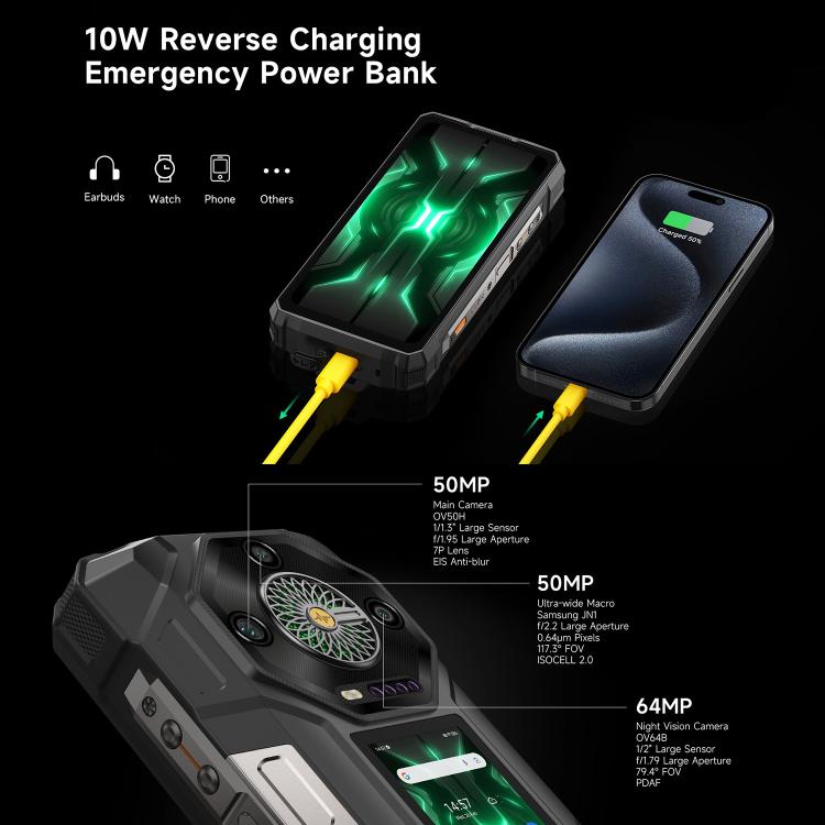 Ulefone Armor 33 Pro 16GB+512GB, Night Vision, 6.95 inch + 3.4 inch Dual Screen