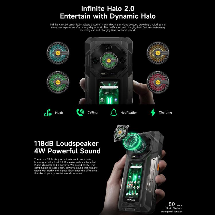 Ulefone Armor 33 Pro 16GB+512GB, Night Vision, 6.95 inch + 3.4 inch Dual Screen