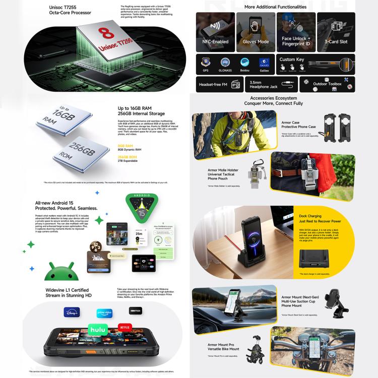 Ulefone RugKing, 8GB+256GB, IP68/IP69K, 5.99 inch Android 15 Unisoc T7255 Octa Core