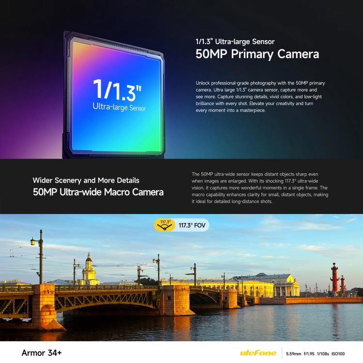 Ulefone Armor 34+, 16GB+512GB, Night Vision, IP68/IP69K, 6.95 inch Android 15 MediaTek Dimensity 7400X Octa Core