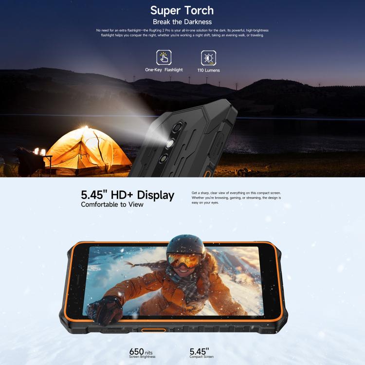 Ulefone RugKing 2 Pro, 4GB+128GB, IP68/IP69K, 5.45" Android 15 Unisoc T7250 Octa Core