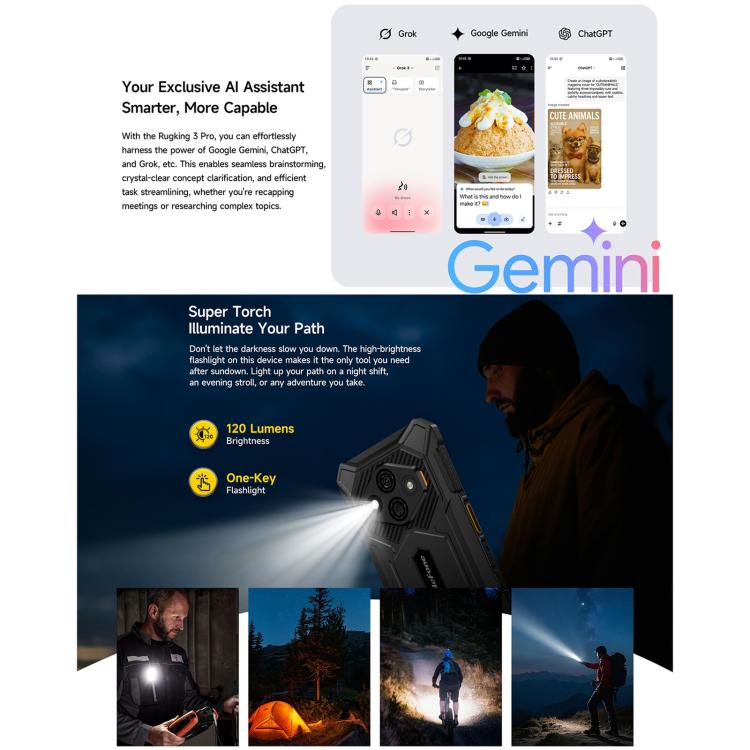 Ulefone RugKing 3 Pro, 8GB+128GB, IP68/IP69K, 6.56" Android 15 Unisoc T7250 Octa Core