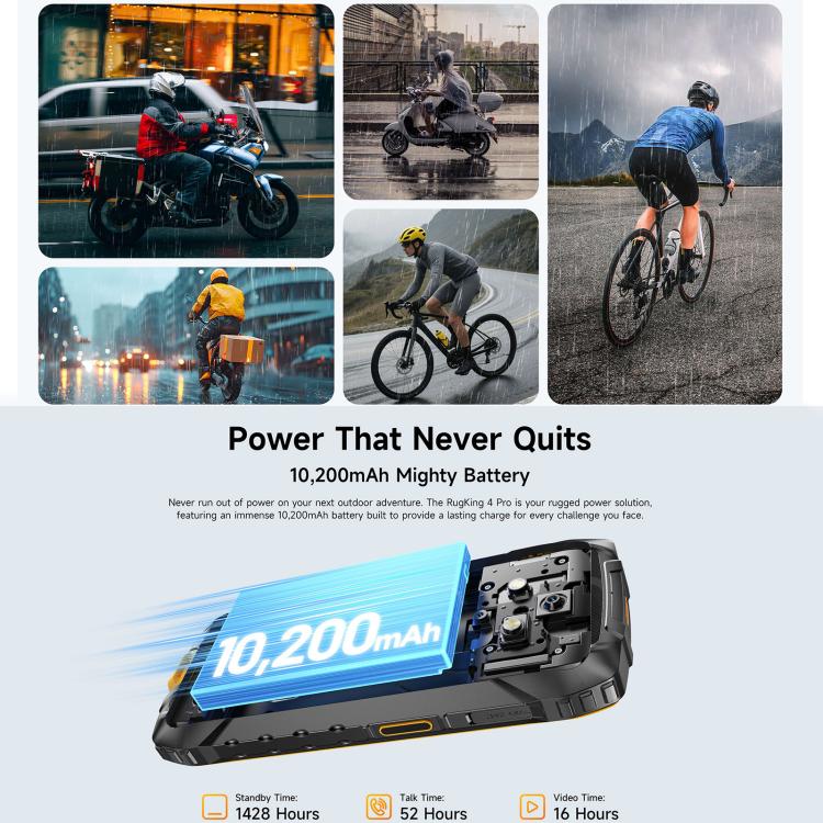 Ulefone RugKing 4 Pro, 8GB+256GB, IP68/IP69K, 6.56" Android 15 Unisoc T7250 Octa Core