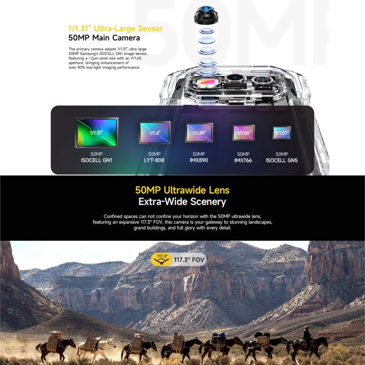 Robustes Ulefone Armor 27 Pro-Telefon, 12 GB + 256 GB, Nachtsicht, 10600 mAh, 6,78 Zoll Android 14 MediaTek Dimensity 6300 Octa Core, Netzwerk: 5G, NFC