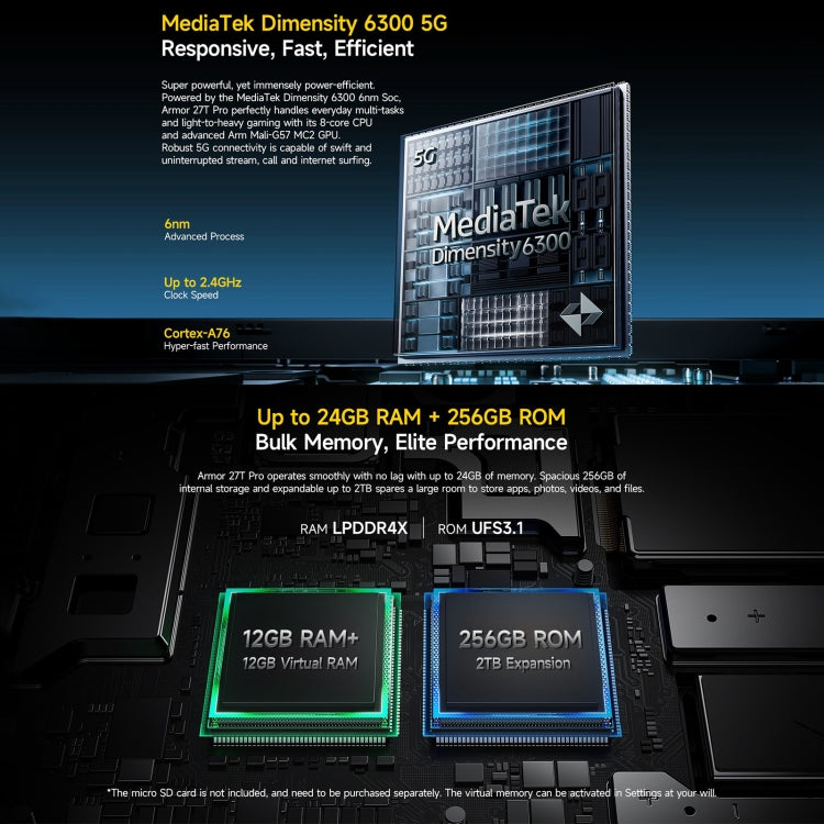 Robustes Ulefone Armor 27T Pro-Telefon, Wärmebildgebung, 12 GB + 256 GB, Nachtsicht, 10600 mAh, 6,78 Zoll Android 14 MediaTek Dimensity 6300 Octa Core, Netzwerk: 5G, NFC