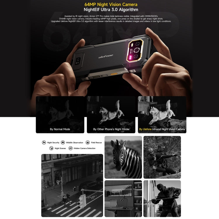 Robustes Ulefone Armor 27T Pro-Telefon, Wärmebildgebung, 12 GB + 256 GB, Nachtsicht, 10600 mAh, 6,78 Zoll Android 14 MediaTek Dimensity 6300 Octa Core, Netzwerk: 5G, NFC