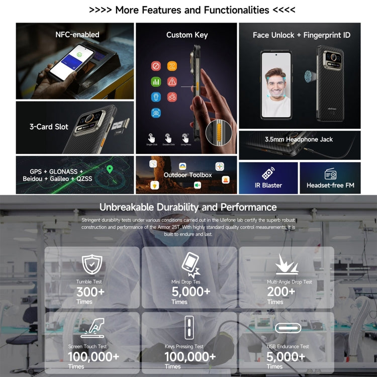 Robustes Ulefone Armor 25T-Telefon, 6 GB + 256 GB, Wärmebildgebung, 6,78 Zoll Android 14 MediaTek Helio G99 Octa Core, Netzwerk: 4G, NFC, OTG