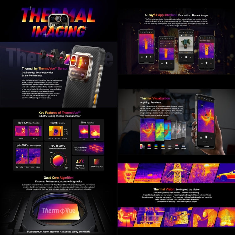 Robustes Ulefone Armor 25T-Telefon, 6 GB + 256 GB, Wärmebildgebung, 6,78 Zoll Android 14 MediaTek Helio G99 Octa Core, Netzwerk: 4G, NFC, OTG