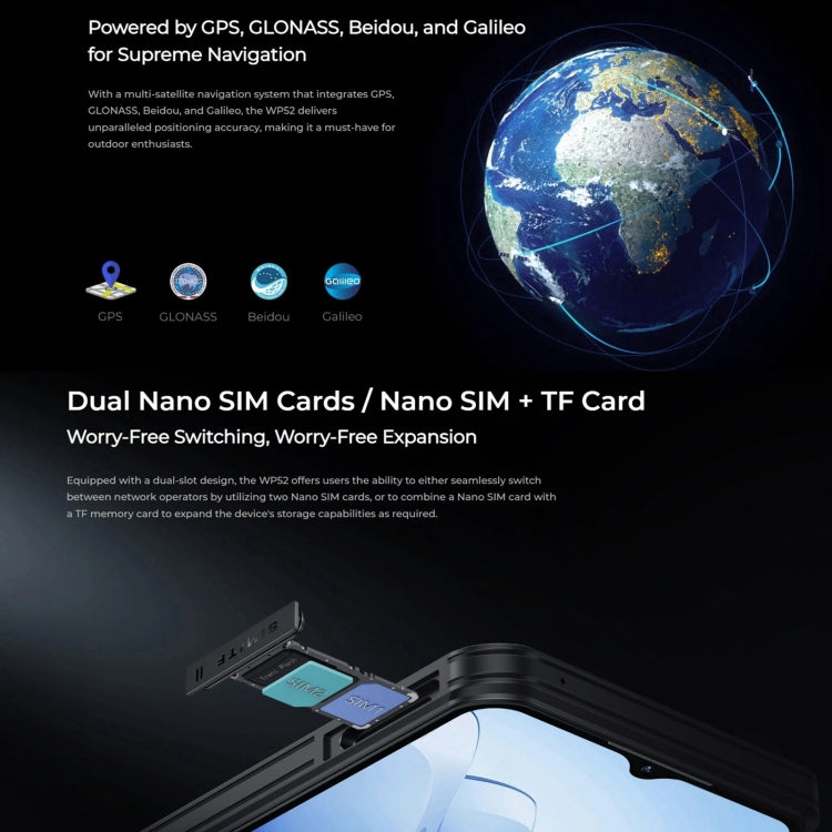 Oukitel WP52 5G Robustes Telefon, 4 GB + 256 GB, 6,6 Zoll Android 14.0 MediaTek Dimensity 6100+ Octa-Core 3,0 GHz, NFC, OTG, Netzwerk: 5G