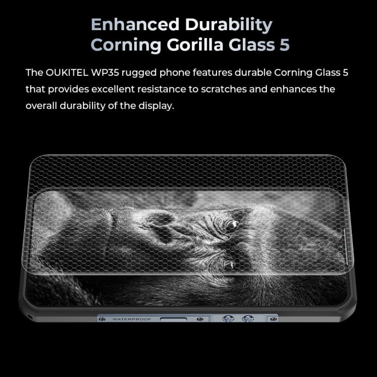 Oukitel WP35 5G Robustes Telefon, 8 GB + 256 GB, IP68/IP69K-Fingerabdruckerkennung, 11000 mAh, 6,6 Zoll MediaTek Dimensity 6100+ Octa Core, NFC, OTG, Netzwerk: 5G
