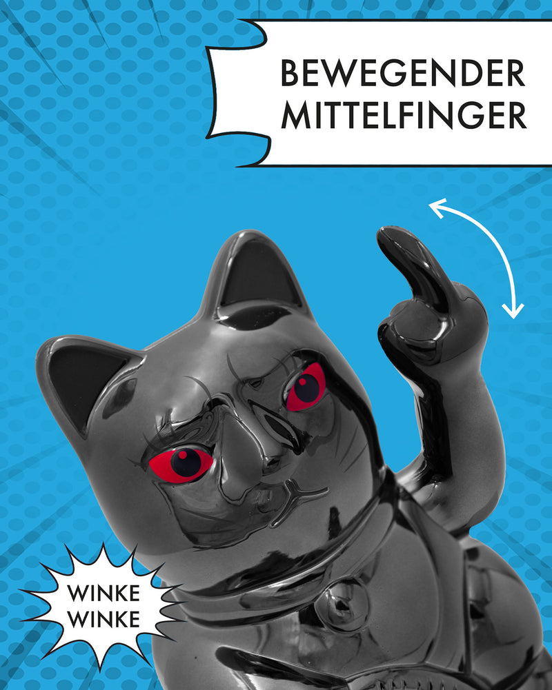 WInkekatze ANGRY CAT - SHINY BLACK - Metallic Optik