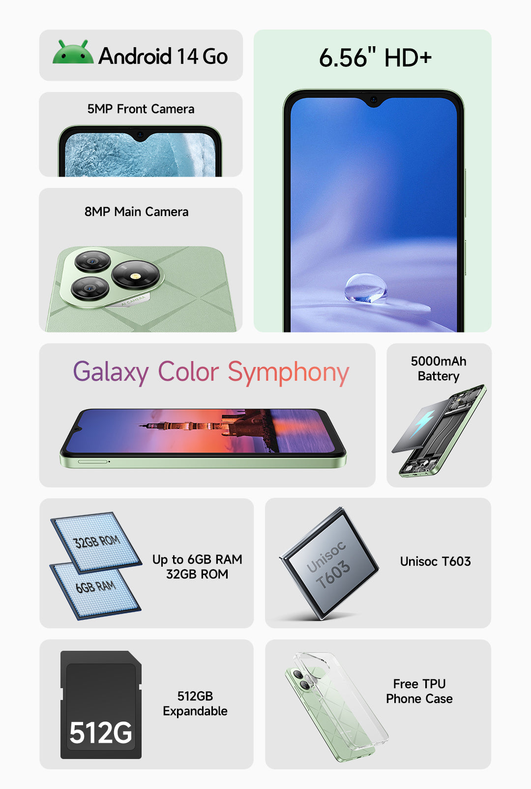 Ulefone Note 19 6.56-inch HD+ Unisoc T603, Octa-core 5000mAh 3GB+32GB Schwarz