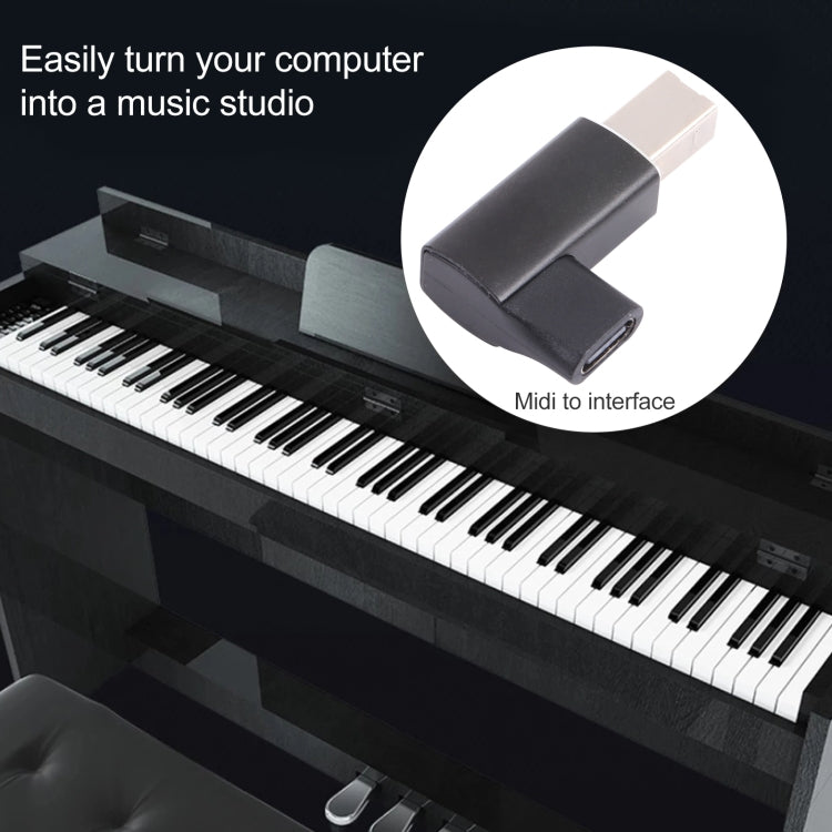 USB-C Buchse Winkel auf USB 2.0 B MIDI Adapter für Instrumente/Drucker/Scanner