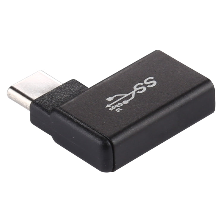 USB-C-Stecker auf USB 3.0-Buchse, 90-Grad-Winkelkopf-Aluminium-Adapter (schwarz)