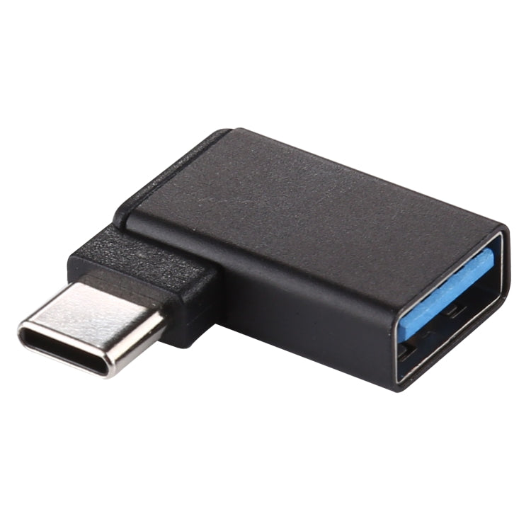 USB-C-Stecker auf USB 3.0-Buchse, 90-Grad-Winkelkopf-Aluminium-Adapter (schwarz)