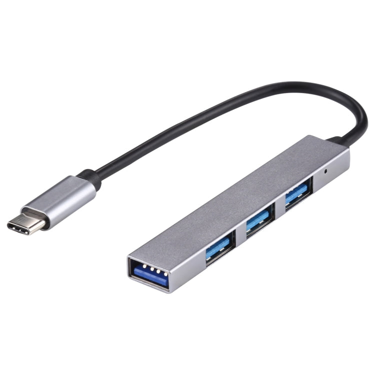 T-818 4 x USB 3.0 zu USB-C / Type-C HUB Adapter (Silbergrau)