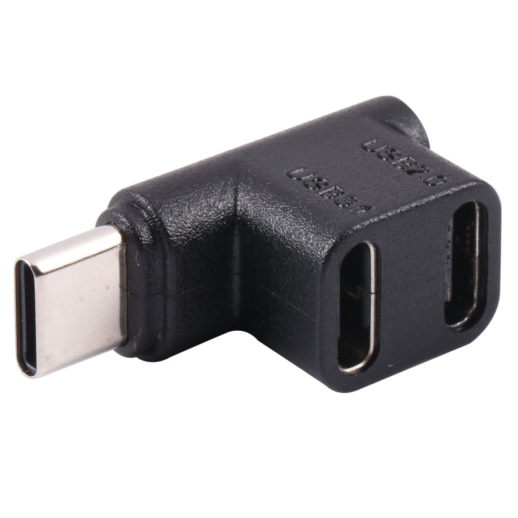 USB-C/Typ-C-Stecker auf Dual-Typ-C-Buchse, 90-Grad-Winkeladapter