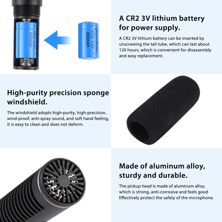 PULUZ Professional Interview Kondensator Video Shotgun Mikrofon mit 3,5 mm Audiokabel