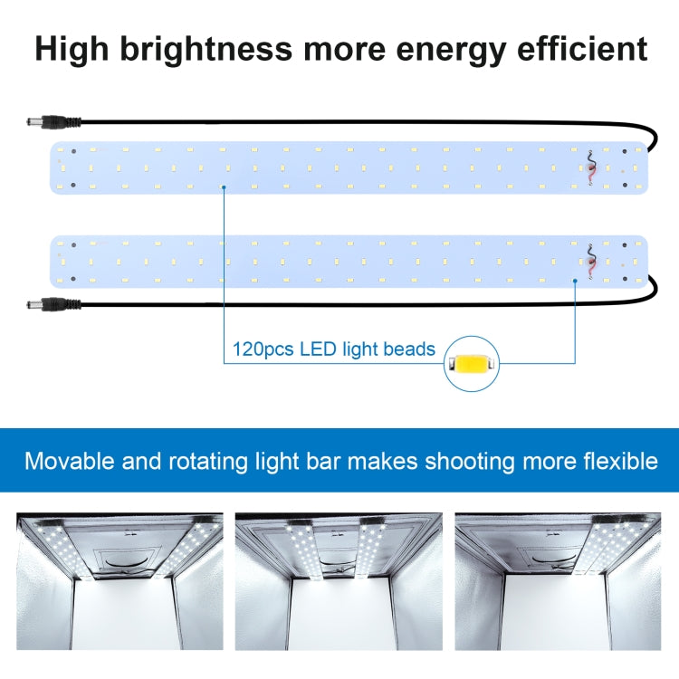 Puluz Fotostudio Tragbar 60x60x60cm Licht Zelt LED 5500k Weißes Licht Dimmbar