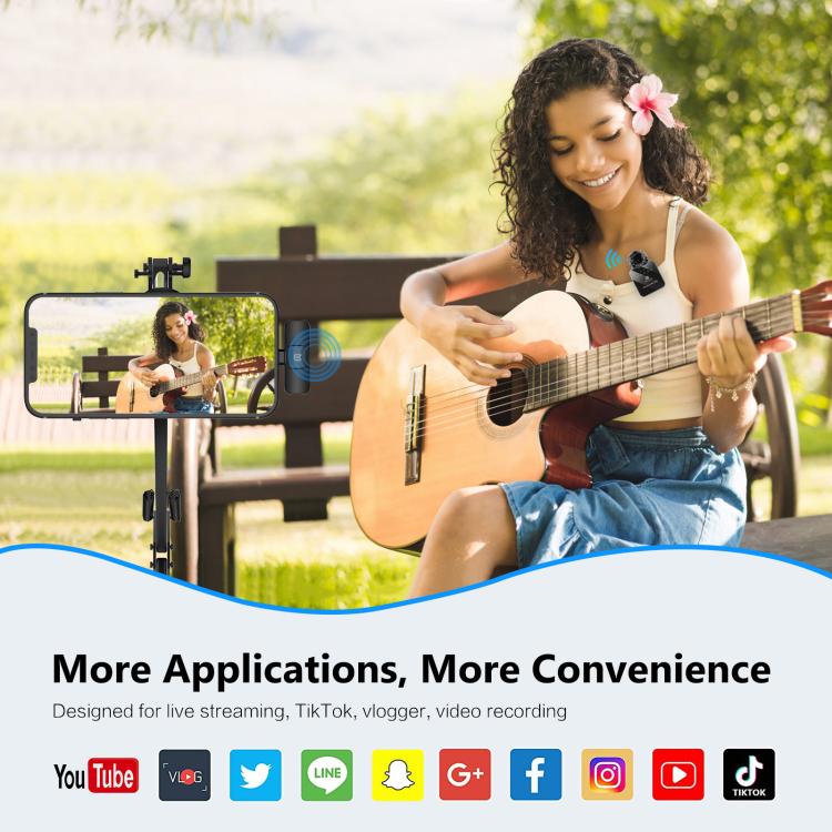 PULUZ Kabelloses Lavalier-Mikrofon für iPhone/iPad, 8-poliger Empfänger