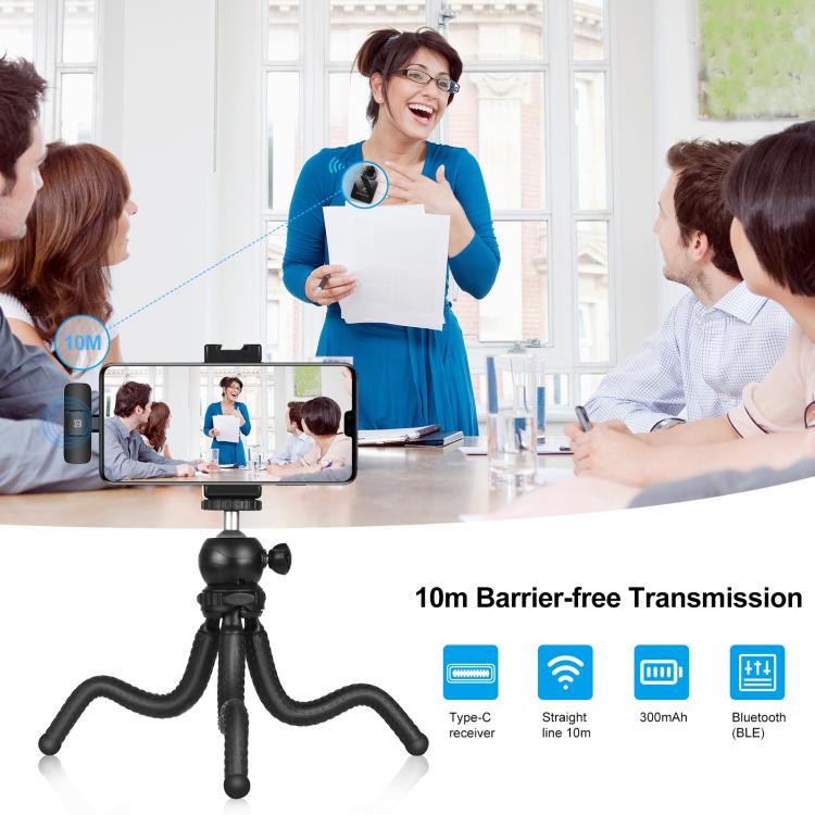 PULUZ Kabelloses Lavalier-Mikrofon für Typ-C-Telefone, Typ-C-Empfänger und Dual-Mikrofone