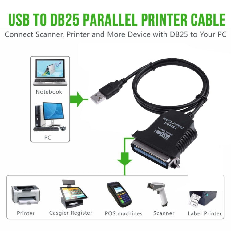 USB zu Parallel 1284 36-poliges Druckeradapterkabel, Kabellänge: 1m